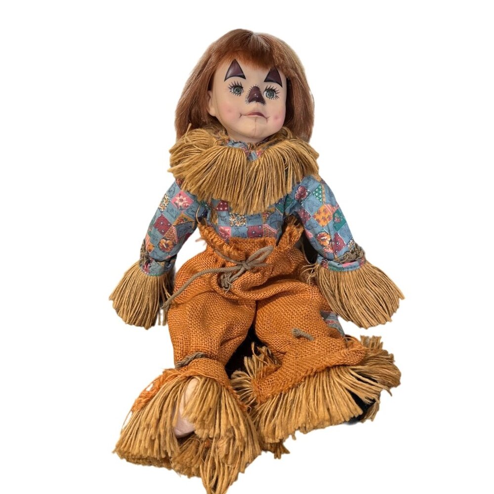 Vintage Effanbee Scarecrow Doll 1979 With Patchwork Outfit & Straw Accents